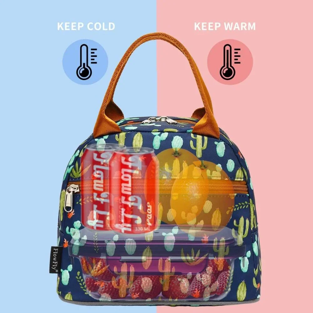 Insulated Lunch Cooler Bag - Tote Bag Organizer for Women/Men, Cactus - Picture 3 of 8